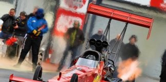 Close up of a drag racing car