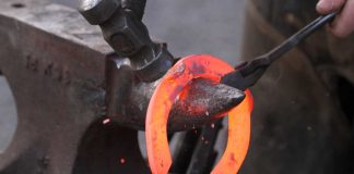 Horseshoe being heated up
