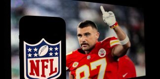 MGM says BetMGM NFL parlay wagering up 200% from last season Travis Kelce and NFL logo