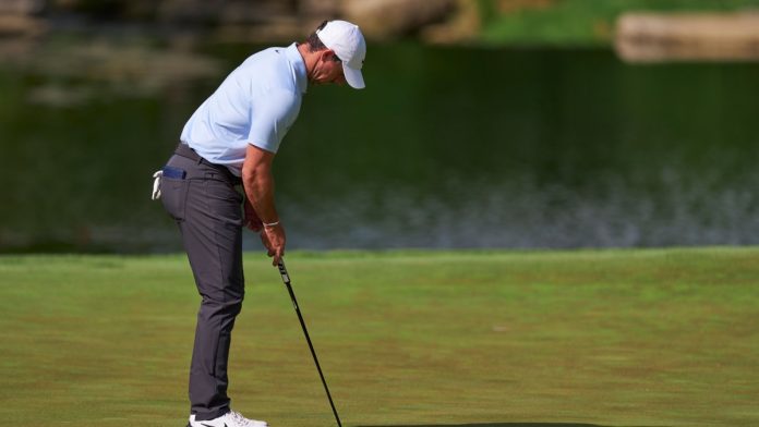 Rory McIlroy lines up putt as a potential event contract for Sporttrade