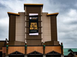 External view of a Caesars Sportsbook advert at Ko Kwel Casino