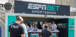 An ESPN Bet booth in New Orleans before the February 2025 Super Bowl