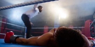 Could proposed California ban be knockout blow for sweeps? A knocked-out boxer lying on a boxing ring mat