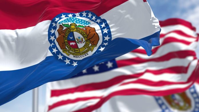 The state flag of Missouri, where sportsbooks are starting to queue up for licenses