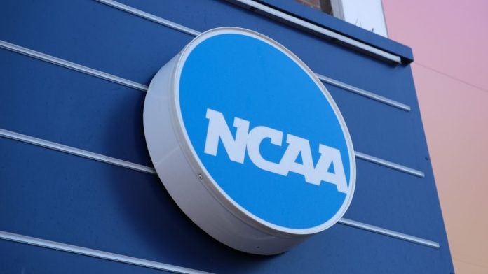 NCAA-to-vote-on-letting-athletes-bet-on-pro-sports-despite-concerns The logo of the NCAA