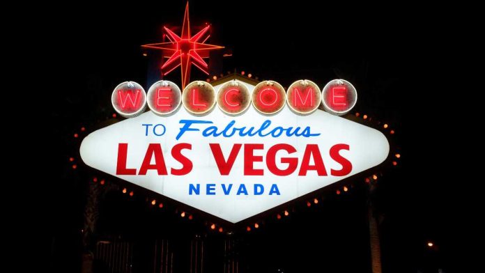 Las Vegas sign welcoming visitors and welcoming in a new party in the Kalshi lawsuit