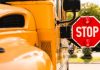 School bus stop sign as New York lawmakers order online sweepstakes casinos to exit the state.