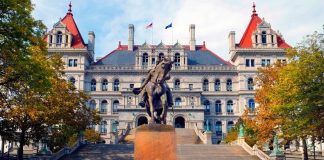 The New York Capitol building, where the Senate voted to ban online sweepstakes casinos