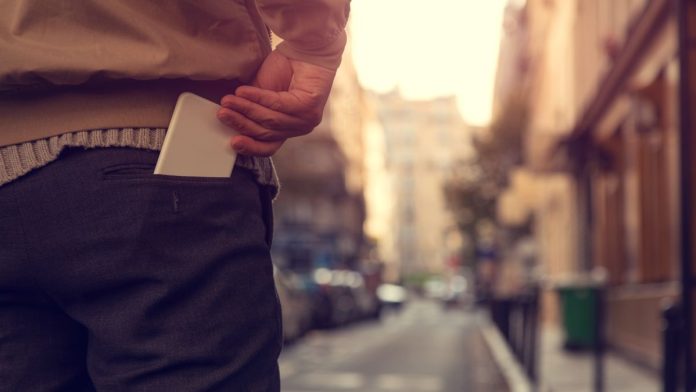 A phone in a person's pocket, which is a key concern in the Ohio online casino debate