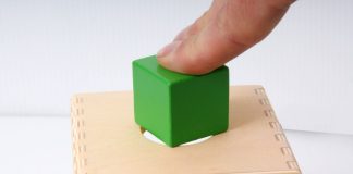 A person trying to fit a square peg in a round hole