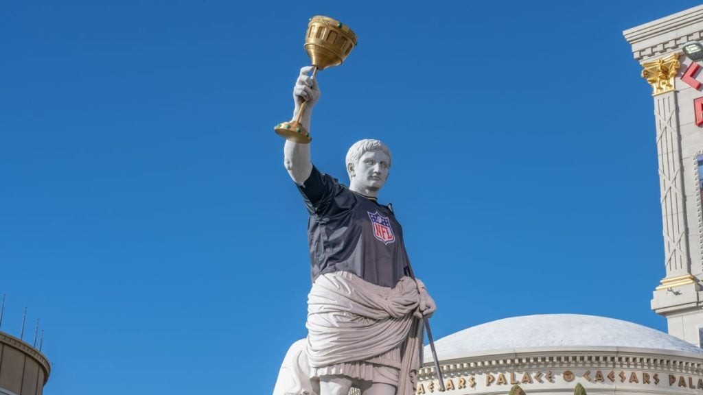 Statue of Julius Caesar outside Caesars Palace casino resort in Las Vegas