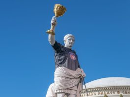 Statue of Julius Caesar outside Caesars Palace casino resort in Las Vegas