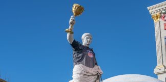 Caesars launches universal digital wallet for Nevada sportsbook Statue of Julius Caesar outside Caesars Palace casino resort in Las Vegas