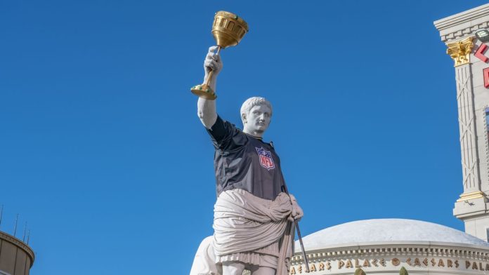 Statue of Julius Caesar outside Caesars Palace casino resort in Las Vegas