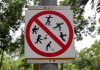 Sign prohibiting several types of sports