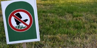 Three California tribes sue Kalshi and Robinhood to get off their lawns Don't walk on grass sign