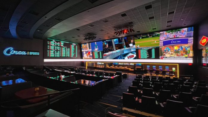 Circa-Sports-debuts-Kentucky's-largest-sportsbook-at-The-Mint The new Circa Sportsbook at The Mint Gaming Hall at Kentucky Downs