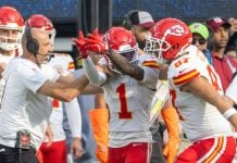 Kansas City Chiefs players celebrate