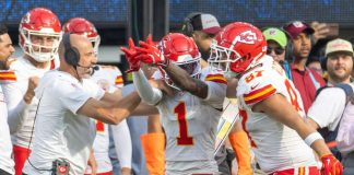 Kansas City Chiefs players celebrate
