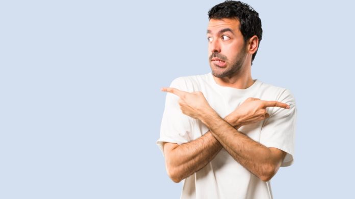 A person goes both ways with hands as a Kalshi lobbyist shares varying opionions.