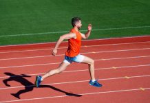 A man running a race, seemingly outpacing the competition