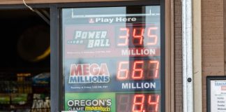 Oregon Lottery proposing regulating couriers, banning cross-border sales A shop window of a retailer in Oregon selling Oregon Lottery tickets