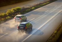 One car overtaking another
