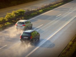 One car overtaking another