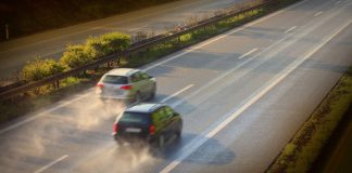 One car overtaking another