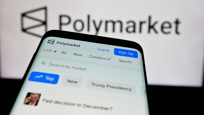 The Polymarket app open on a phone