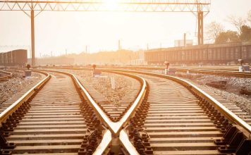 Trains switching tracks