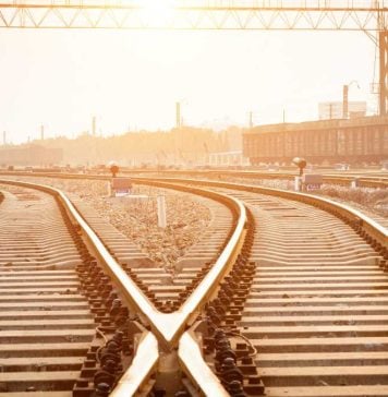 Trains switching tracks