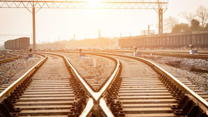 Trains switching tracks