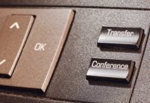 Transfer and conference button on landline phone