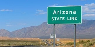 Arizona regulator tells Fliff and others to get out of the state A sign marking the Arizona state line