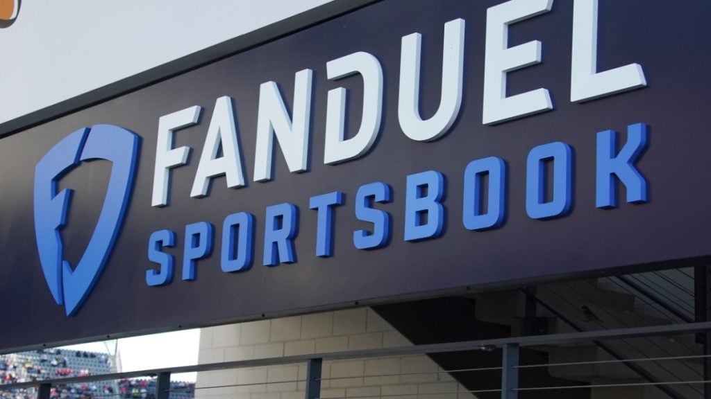 FanDuel sign as Flutter shares its latest financial earnings report.