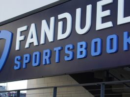 FanDuel sign as Flutter shares its latest financial earnings report.