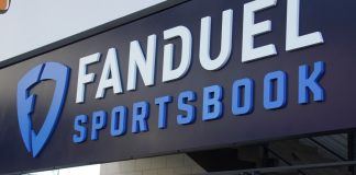 FanDuel sign as Flutter shares its latest financial earnings report.