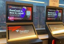 A Fanatics Sportsbook kiosk advertising FanCash