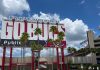 A 'Go Bucs' sign outside Tampa Bay Buccaneers' Raymond James Stadium