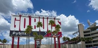 Hard Rock Bet adds Buccaneers to list of Florida sports partners A 'Go Bucs' sign outside Tampa Bay Buccaneers' Raymond James Stadium