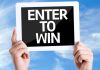 Enter to win sign as Jackpocket launches a sweepstakes contest.