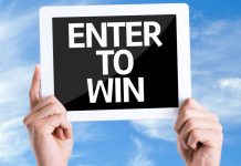 Enter to win sign as Jackpocket launches a sweepstakes contest.