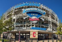 Progressive Field, the home stadium of Ohio's Cleveland Guardians