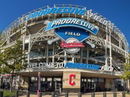 Progressive Field, the home stadium of Ohio's Cleveland Guardians