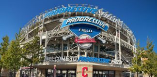 Progressive Field, the home stadium of Ohio's Cleveland Guardians