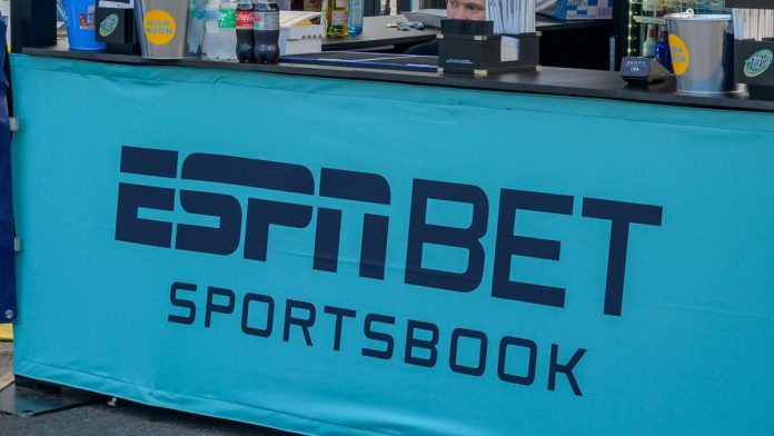 An ESPN Bet sportsbook sign