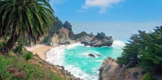 A tropical lagoon along California's Big Sur coastline