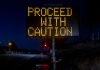A warning sign stands as a South Dakota regulator warns the public about fake online casinos.