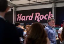 Hard Rock Bet sign as the company signs a deal with The Volume.